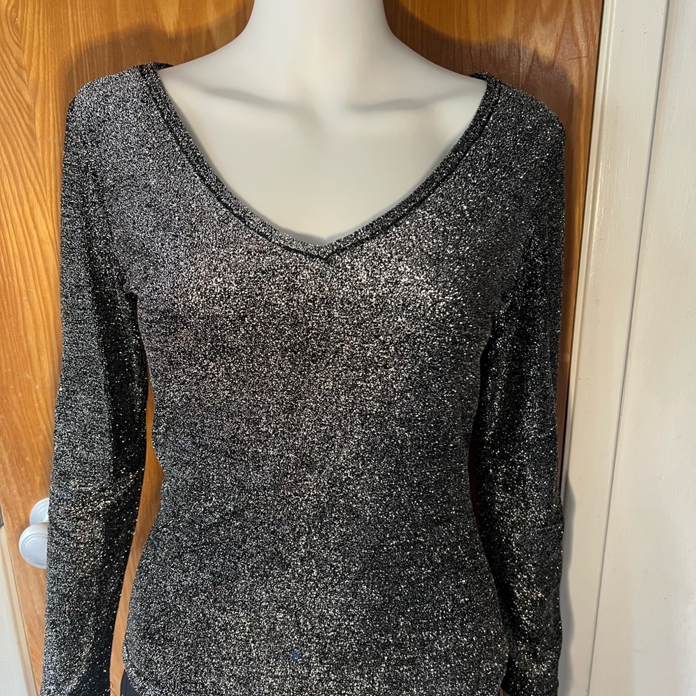 Silver Knit Long Sleeve Top